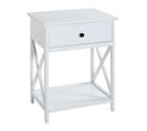 Table D'appoint 1 Tiroir Design "guda" 60cm Blanc