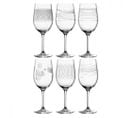 Lot De 6 Verres à Vin Gravés 430ml Transparent