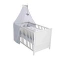 Lit Bébé Évolutif Jumbotwins En Bois Blanc Réglable En Hauteur + Matelas Et Accessoires