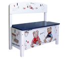 Banc-Coffre À Jouets "Teddy College" - Blanc Imprimé Oursons