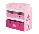 Étagère De Jouets Pour La Chambre D'enfant En Bois Rose Avec 5 Boites En Toile - Krone