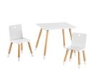 Ensemble De Sièges - 2 Chaises + Table D'enfant - Naturel/Blanc Laqué