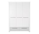 Armoire "Linus" 3 Portes - 2 Tiroirs - Blanc / Gris