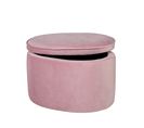 Tabouret Ovale En Velours Pour Chambre Enfant "Lil Sofa" - Avec Coffre De Rangement - Rose