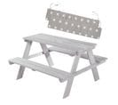 Table Pique-nique Enfants En Bois Massif Gris Avec 2 Coussins - Picnic For 4 Outdoor+