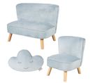 Ensemble Lil Sofa - Canapé + Fauteuil + Coussin Décoratif - Bleu Clair