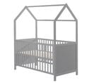 Lit Cabane Bébé Évolutif 70x140 - Convertible - Bois gris