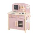 Cuisine Enfant En Bois - Avec Plaque De Cuisson + Évier + Accessoires - À Partir De 3 Ans - Rose