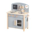 Cuisine Enfant En Bois - Avec Plaque De Cuisson + Évier + Accessoires - À Partir De 3 Ans - Gris