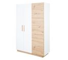 Armoire Bébé Lion 3 Portes à Fermeture Douce - Poignées En Bois Massif - Blanc - Décor Bois 