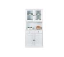 Vaisselier WESTERLAND FSC 4 Portes 2 Tiroirs Bois Massif Blanc