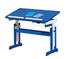 Bureau inclinable PACO Bois Massif et MDF Vernis bleu et blanc