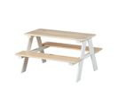 Ensemble Table Banc Enfant HENNING Bois Massif Blanc Milky