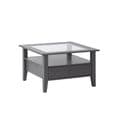 Table Basse PROVENCE Carrée Avec Rangement - 1 Tiroir - Bois Massif Gris. Dim. 75 x 75 x 45 cm