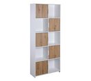 Etagère Bibliothèque 5 Portes 5 Niches PEPETO décor blanc et chêne artisan