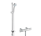 Ensemble Douche Hansgrohe Croma + Mitigeur Thermostatique Vario Economie D'eau, Barre 90cm