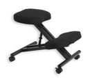 Tabouret Ergonomique Robert, Structure En Métal Noir Et Tissu Noir