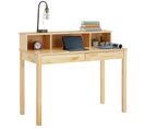 Bureau Lennox, Avec 2 Tiroirs Et 3 Niches, En Pin Massif Vernis Naturel