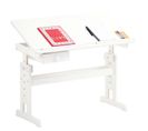 Bureau Enfant Flexi, En Pin Massif, Réglable En Hauteur Et Plateau Inclinable, Lasuré Blanc