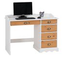 Bureau En Pin Colette, Avec Corniche, Lasuré Blanc Et Brun