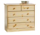 Commode En Pin Rondo, 2+3 Tiroirs, Vernis Naturel