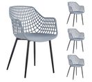 Lot De 4 Chaises Lucia, En Plastique Gris Clair