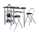 Ensemble Table Haute De Bar Et 2 Chaises Style, Noir Mat