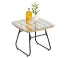 Table D'appoint De Jardin Costa, Plateau En Verre Et Imitation Rotin