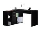 Bureau D'angle Carmen Avec Meuble De Rangement, Décor Noir Mat