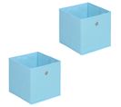 Lot De 2 Boîtes De Rangement Ela, En Tissu Bleu Clair