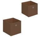 Lot De 2 Boîtes De Rangement Ela, En Tissu Brun