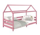 Lit Cabane Fina 90 X 190 Cm, En Pin Massif Lasuré Rose