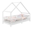 Lit Cabane  Asymétrique Cora 90 X 190 Cm En Pin Massif Lasuré Blanc