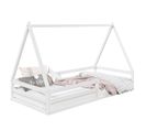 Lit Cabane Sila 90 X 190 Cm, En Pin Massif Blanc