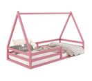 Lit Cabane Sila 90 X 190 Cm, En Pin Massif Rose