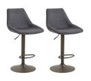 Lot De 2 Tabourets De Bar Stark Piètement En Métal Et Revêtement En Tissu Gris Foncé