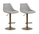 Lot De 2 Tabourets De Bar Stark Piètement En Métal Et Revêtement En Tissu Gris Clair