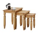 Lot De 3 Tables Gigognes Salsa Style Mexicain, En Pin Massif