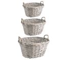 Lot De 3 Paniers Junan En Osier Gris