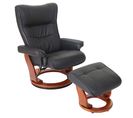 Robas Lund Fauteuil Relax Montrea Cuir Charge 130kg Noir Doré