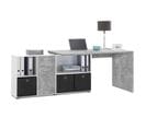 Bureau D'angle Réversible "oxela" 135cm Gris et Blanc