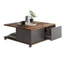 Table Basse Sur Roulettes- Décor Matera Et Old Style Foncé - L70 X H36 X P70 Cm - Twin