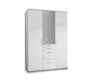 Armoire 3 Portes Dont 1 Miroir, 4 Tiroirs - L135 Cm