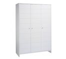 Armoire Bébé 3 Portes Bois Laqué Blanc Eco Stripe L 126 X H 181 X P 53 Cm