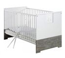 Lit Bébé 70x140 Cm Bois Laqué Blanc Et Gris Eco Star L 145 X H 85 X P 77 Cm