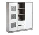 Armoire Bébé 2 Portes 2 Tiroirs Bois Gris Et Blanc Eco Star L 167 X H 183 X P 54 Cm