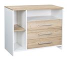 Commode Avec Plan à Langer 3 Tiroirs Bois Blanc Et Chêne Clair Eco Plus L 113 X H 93 X P 54 Cm