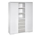 Armoire Bébé 2 Portes 4 Tiroirs Laqué Blanc Et Pin Gris Maxx Boathouse L 139 X H 191 X P 53 Cm