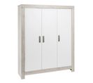 Armoire Bébé 3 Portes Bois Blanc Et Chêne Gris Nordic Halifax L 154 X H 189 X P 53 Cm