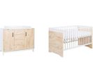 Timber Pinie Ensemble De Lit Pour Enfant, Panneaux Latéraux Et Commode à Langer Marron